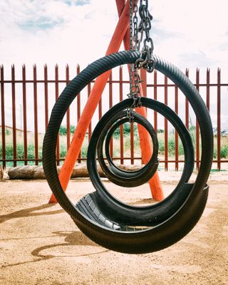 Playground with tyre swings