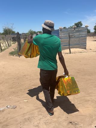 Man with gift bags